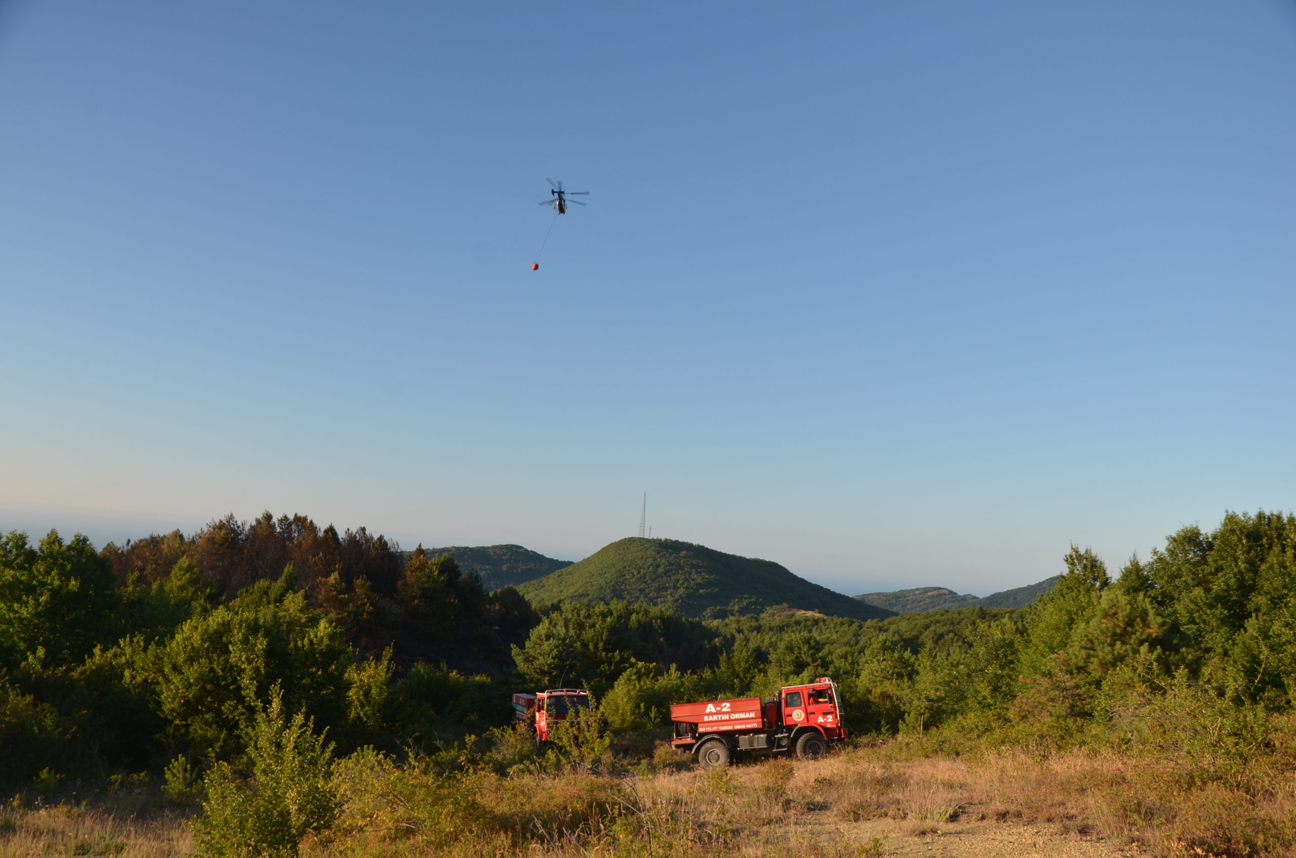 Cide’de korkutan yangın