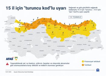 15 il için “turuncu kod”lu uyarı