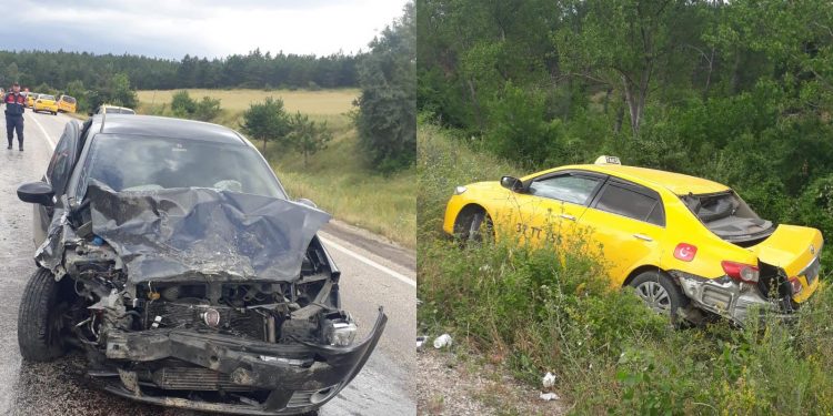 Taksi ile otomobil çarpıştı: 3 yaralı