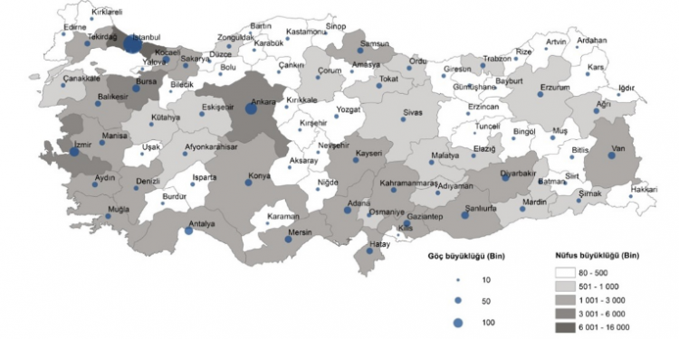 Türkiye’de 2022 yılında 2 milyon 791 bin 156 kişi iller arasında göç etti
