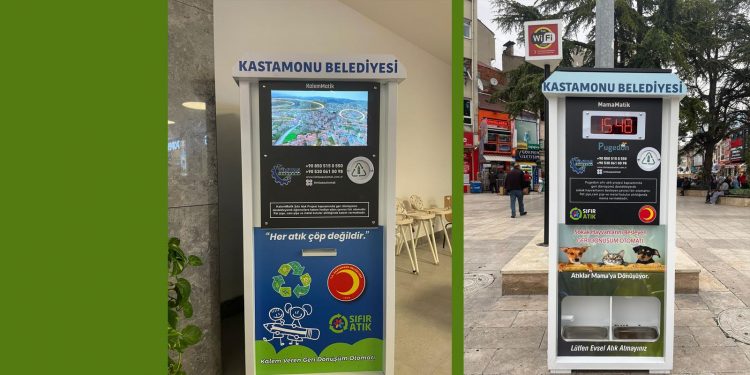 Geri dönüşüm atıkları Atık-Matiklerde mama ve kaleme dönüşüyor