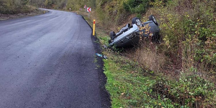 Otomobil takla attı, sürücü ölümden döndü