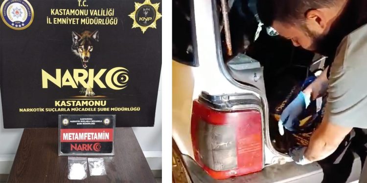 Uyuşturucuyu stop lambasına saklayan şahıslar polisten kaçamadı