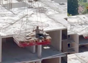 Kule vinç üzerinde ölüme davetiye çıkarttı