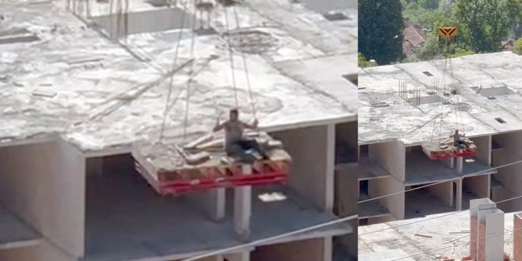 Kule vinç üzerinde ölüme davetiye çıkarttı