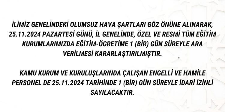 Okullar 1 gün tatil
