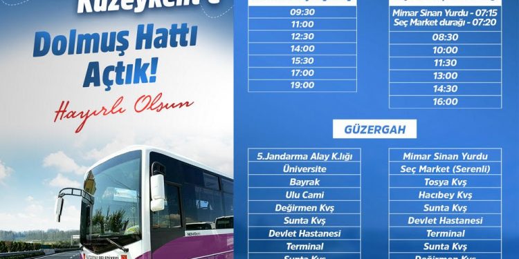 Tosya Yolu’ndan Kuzeykent’e direkt otobüs hattı seferi başlıyor