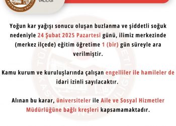 Valilikten kar tatili duyurusu